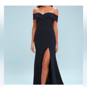 Navy off the shoulder lulus dress M